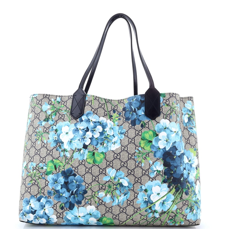 Reversible Tote Blooms GG Print Leather Medium