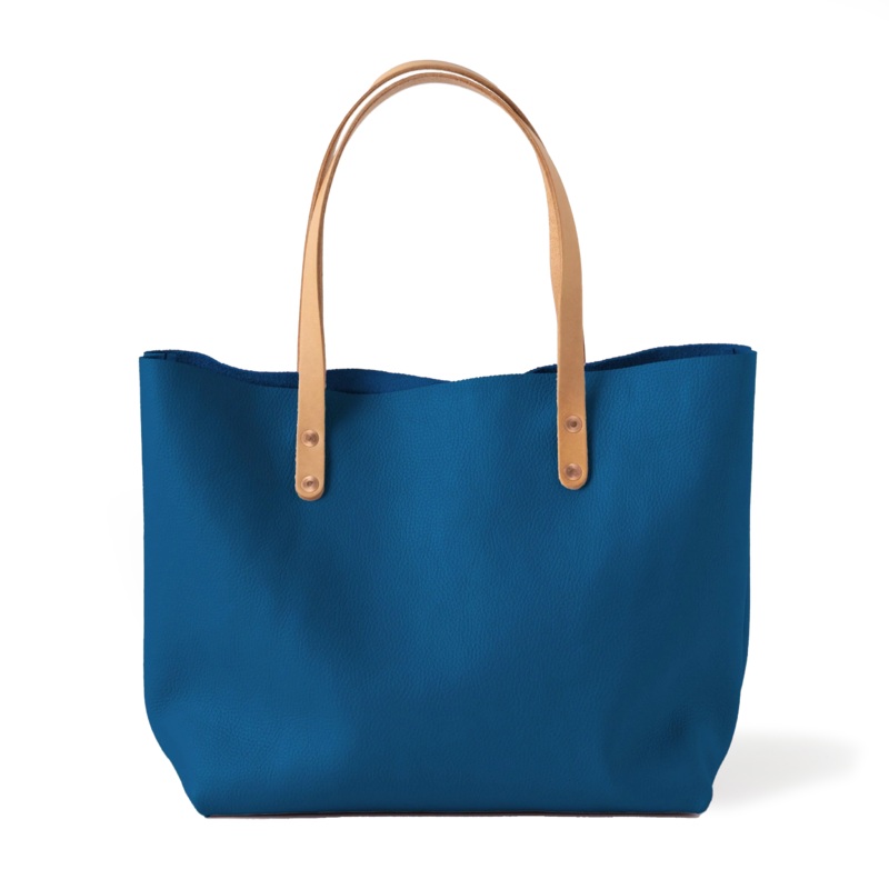 Blue Italian Pebbled East West Tote