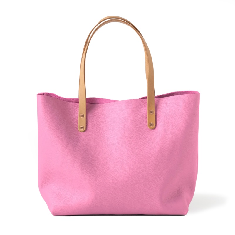 Pink Italian Pebbled East West Tote