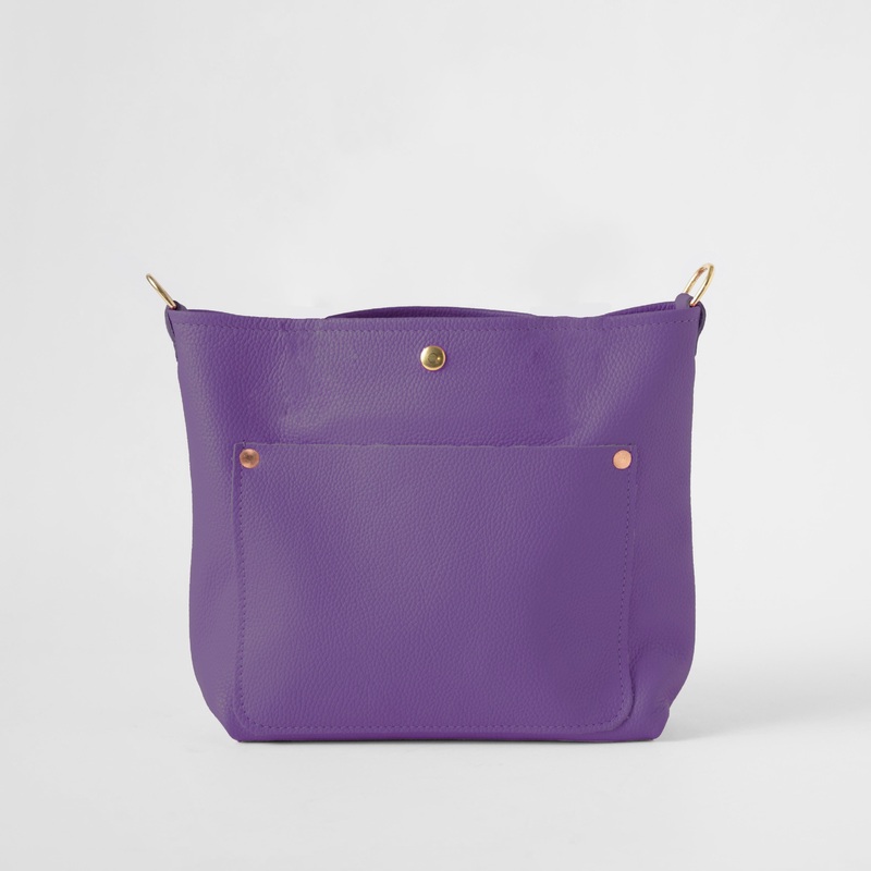 Purple Italian Pebbled Crossbody Travel Tote
