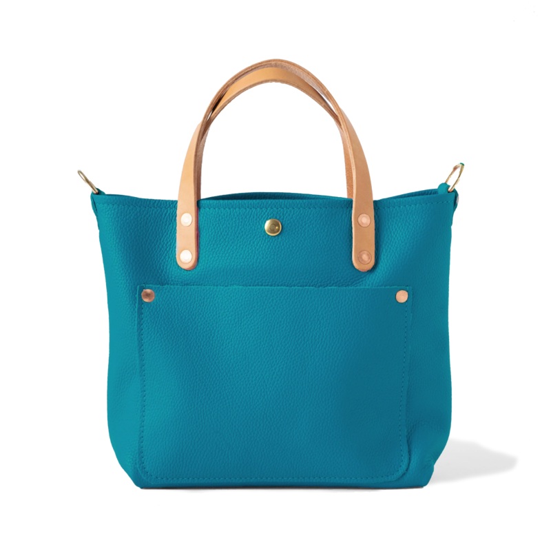 Turquoise Italian Pebbled Mini Travel Tote