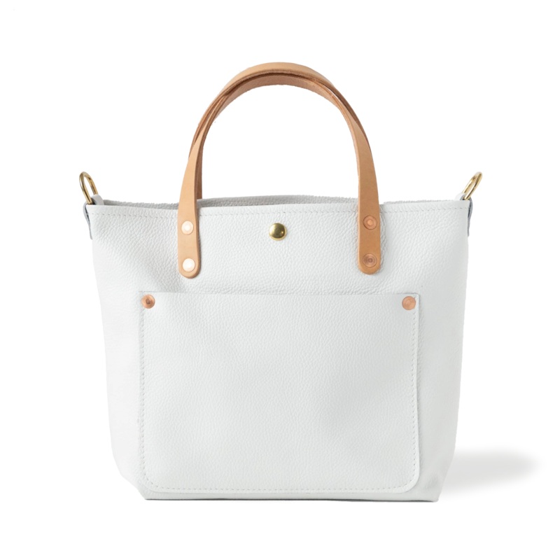 White Italian Pebbled Mini Travel Tote