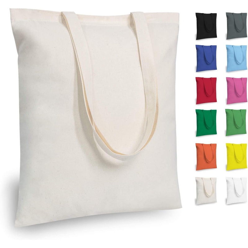 12-Pack Cotton Tote Bags Medium Reusable Shopping Bags
