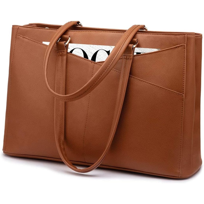15.6 Inch Laptop Tote Bag for Women  Business Work Bag - Brown