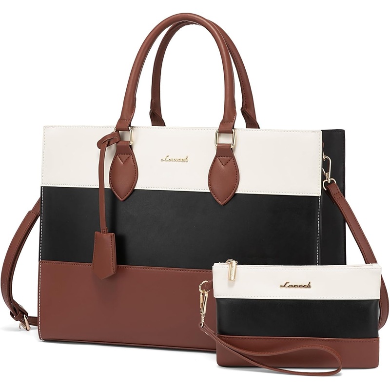 15.6 Inch Laptop Tote Bag for Women with Clutch Purse, Business Work Bags, Messenger Bag