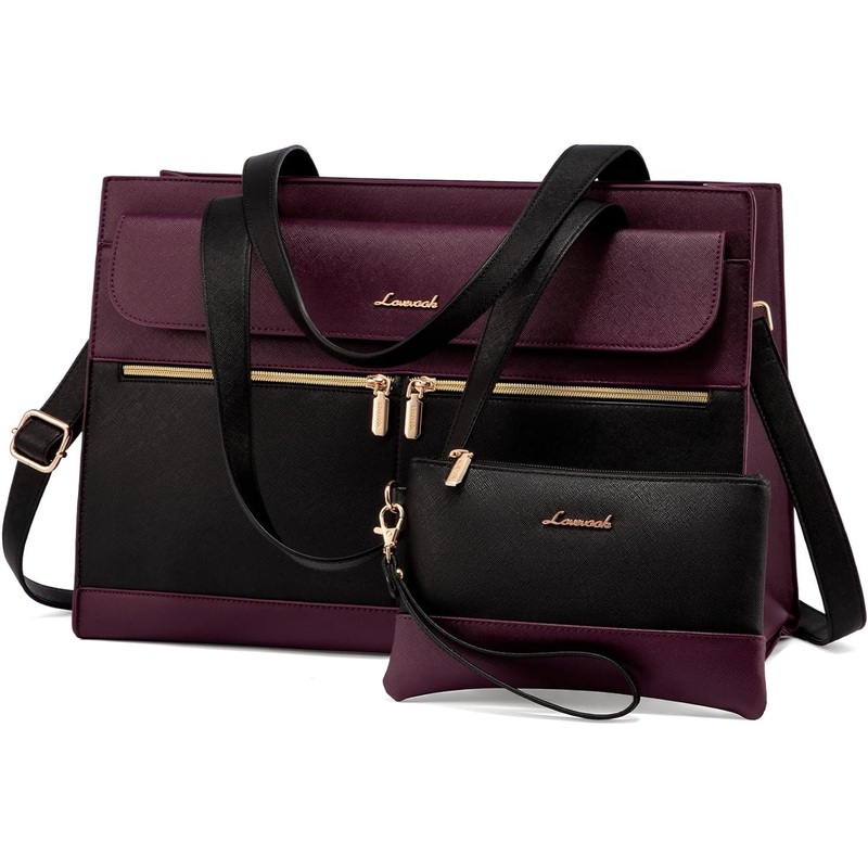 15.6 Inch Laptop Tote Bag for Women Work Leather Briefcase Crossbody Business Handbag Shoulder