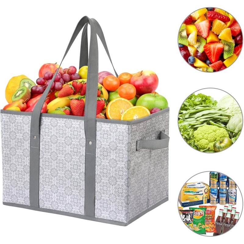 3 Pack Reusable Grocery Tote Bags Large Foldable Shopping Bags