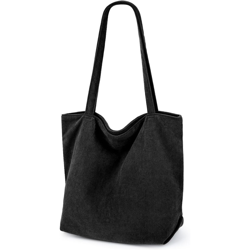 Corduroy Tote Bag, Hobo HandBags with Zipper, Casual Shoulder Handbags with Inner Pockets