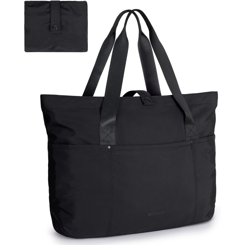Foldable Tote Bag for Women, Shoulder Bag With Zipper & Top Handle for Travel, Work