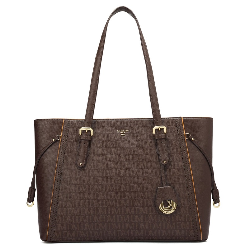 Large Monogram Franzy Leather Tote - Chocolate