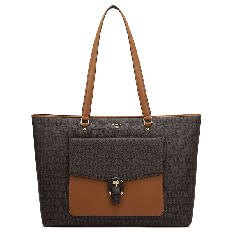 Large Monogram Plain Leather Tote - Chocolate