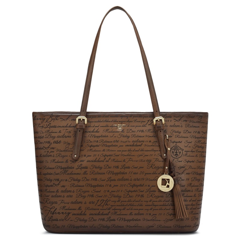 Large Signato Leather Tote - Cognac