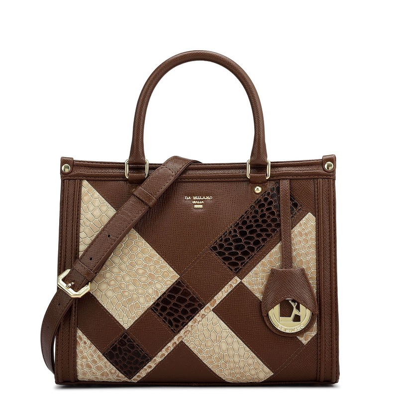 Modern Mosaic Franzy Leather Tote- Date & Frost