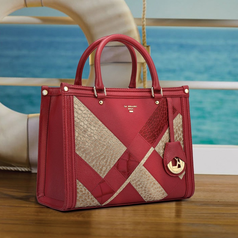 Modern Mosaic Franzy Leather Tote - Plumberry & Frost