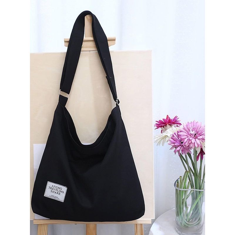 Retro Canvas Shoulder Tote Bag Large Size Casual Hobo Crossbody