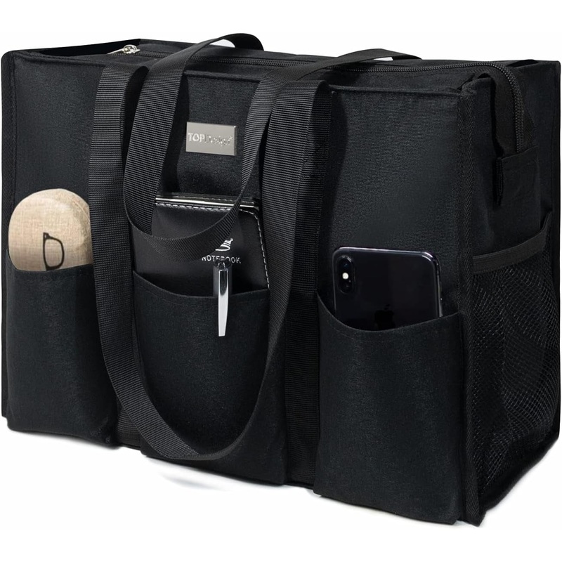 Utility Work Tote Bag for Women with Zipper Closure & Bottom Support