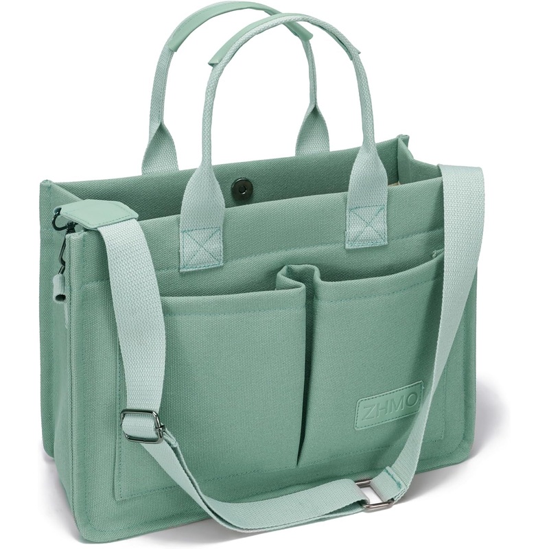 Womens Canvas Tote Bag Travel Crossbody Work Laptop Bag College Book Bag, Green