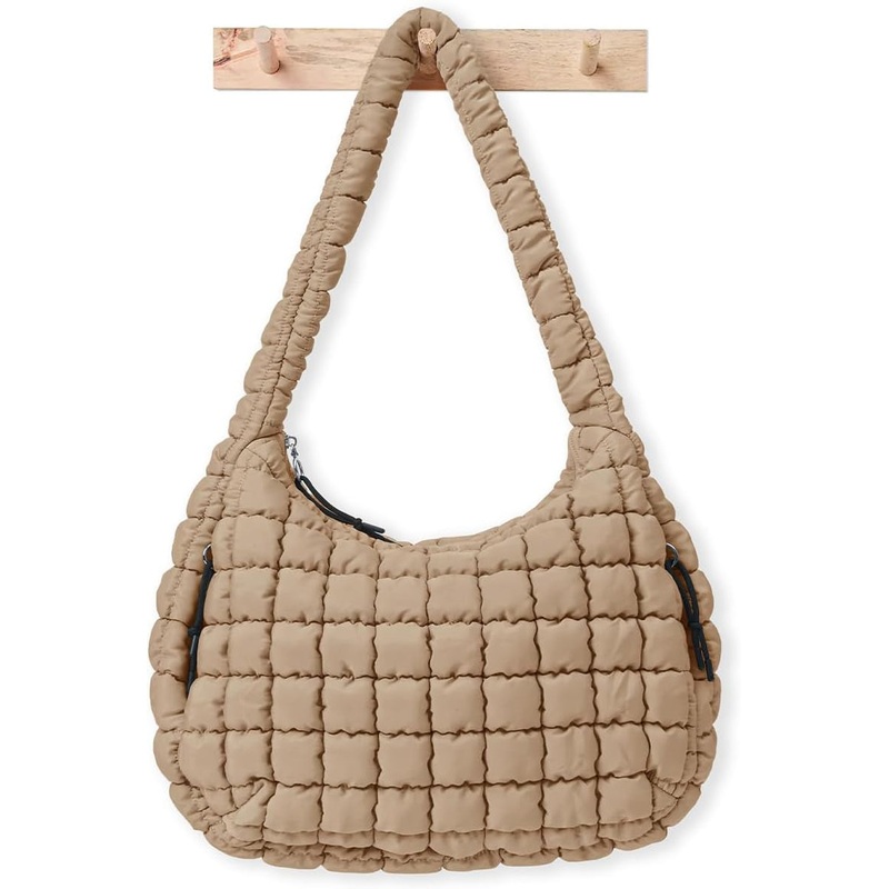 Womens' Quilted Puffer Tote Bag Lightweight Soft Crossbody Bag
