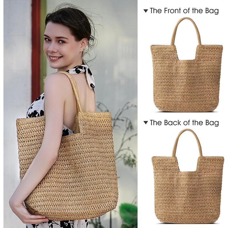 Woven Straw Beach Tote Bags for Women Shoulder Bag