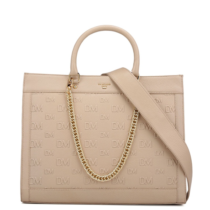 Large Monogram Wax Leather Book Tote - Dove