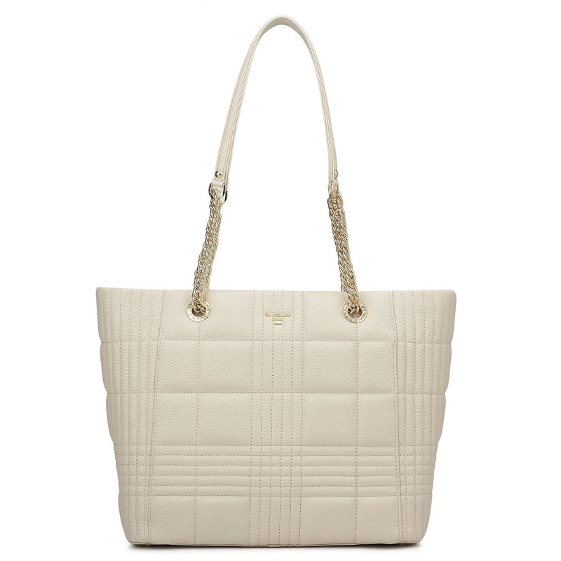 Medium Wax Stripe Leather Tote - Butter