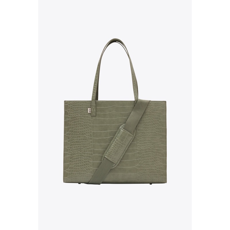 Resale The Large Work Tote in Olive Croc