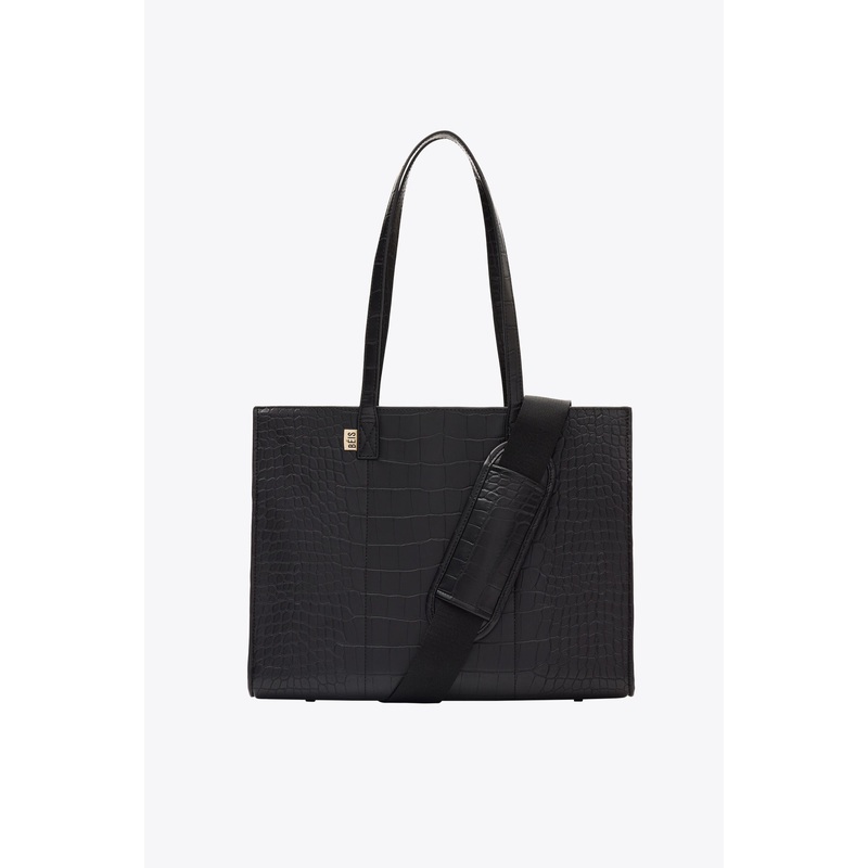 The Work Tote in Black Croc