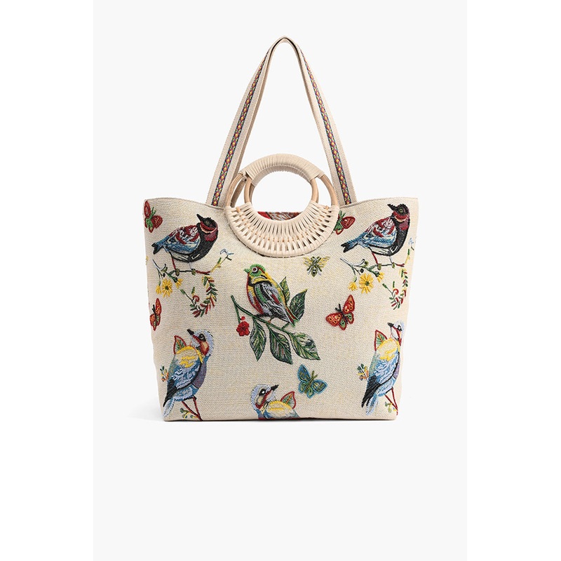 Birds in Paradise Hand Beaded Tote For Women
