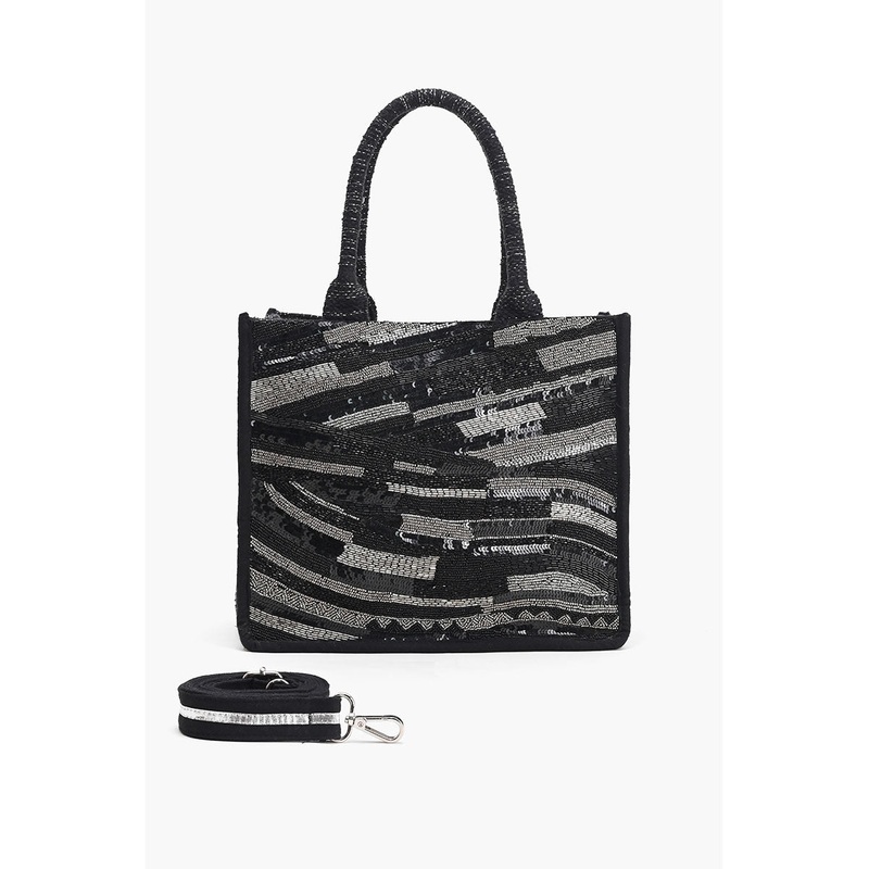 Black Luxe Embellished Tote