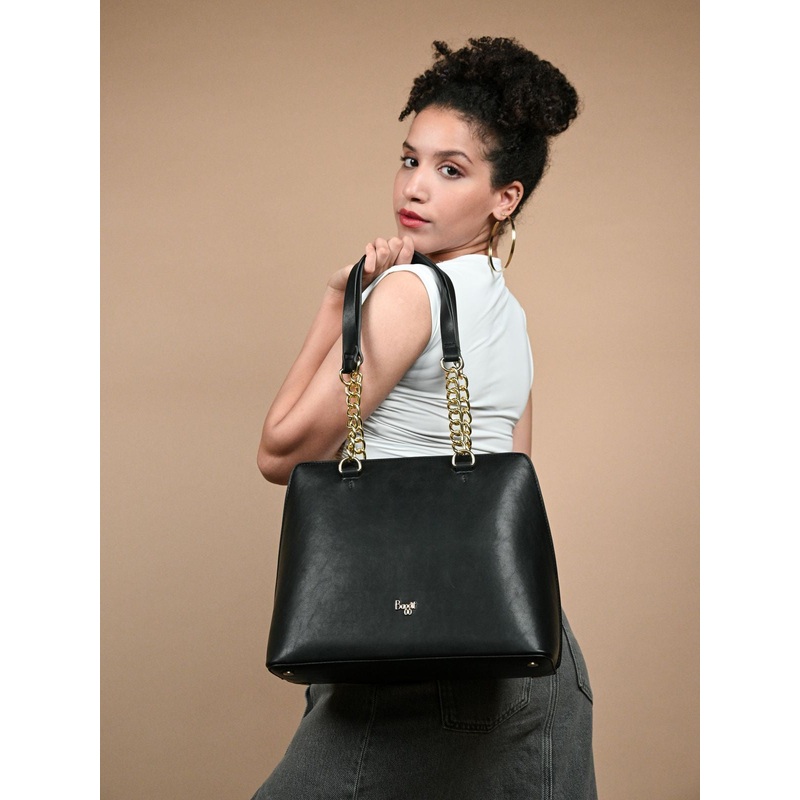 Dxb Black Large Tote Bags