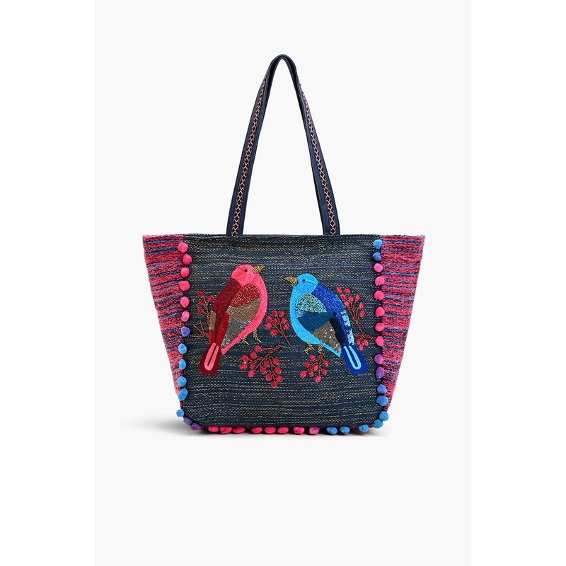 Embellished Shopper Tote Birds