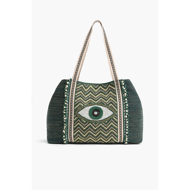 Evergreen Evil Eye Tote