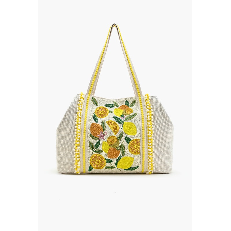 Make Lemonade Tote-Lemon Yellow Hand Beaded Tote