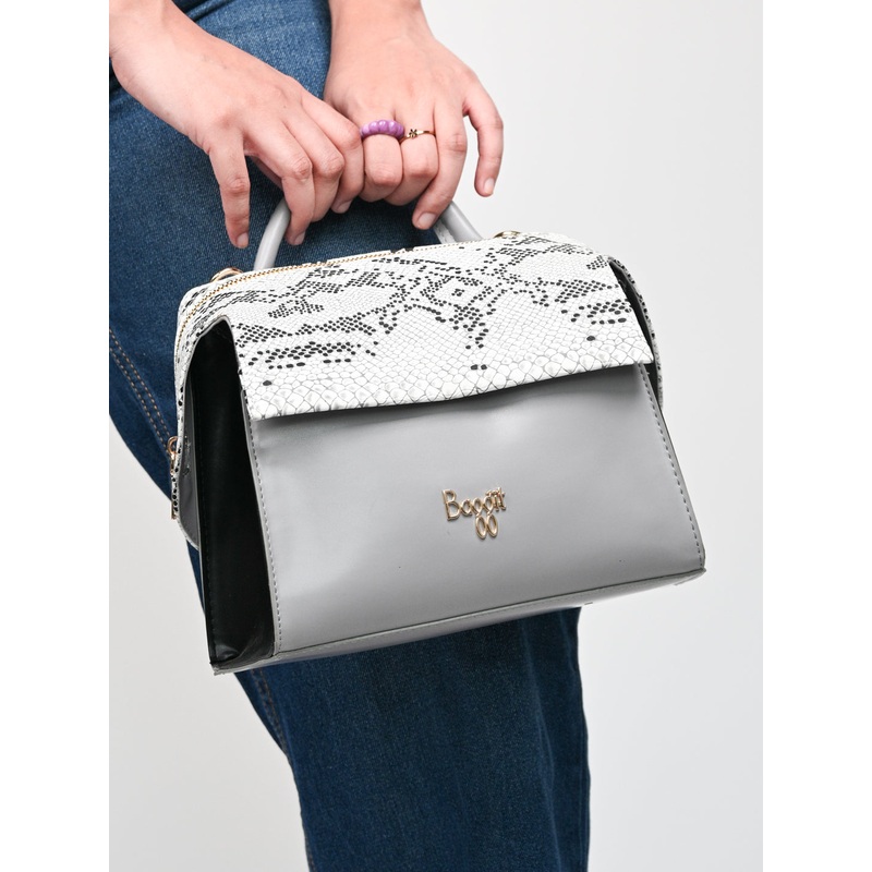 Python Grey Small Tote Bags
