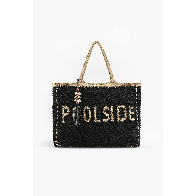 Black 'Poolside' Jute Macrame Tote
