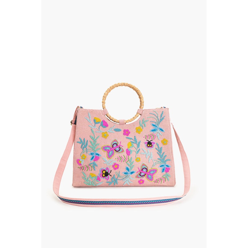 Blushy Flutter Beaded Tote