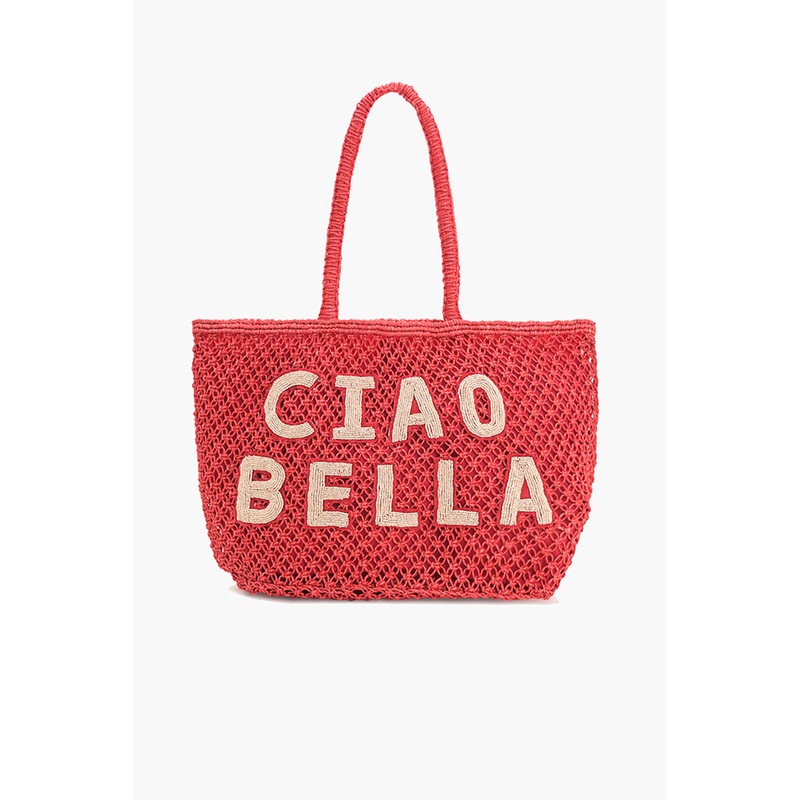Ciao Bella Beaded Macrame Jute Tote