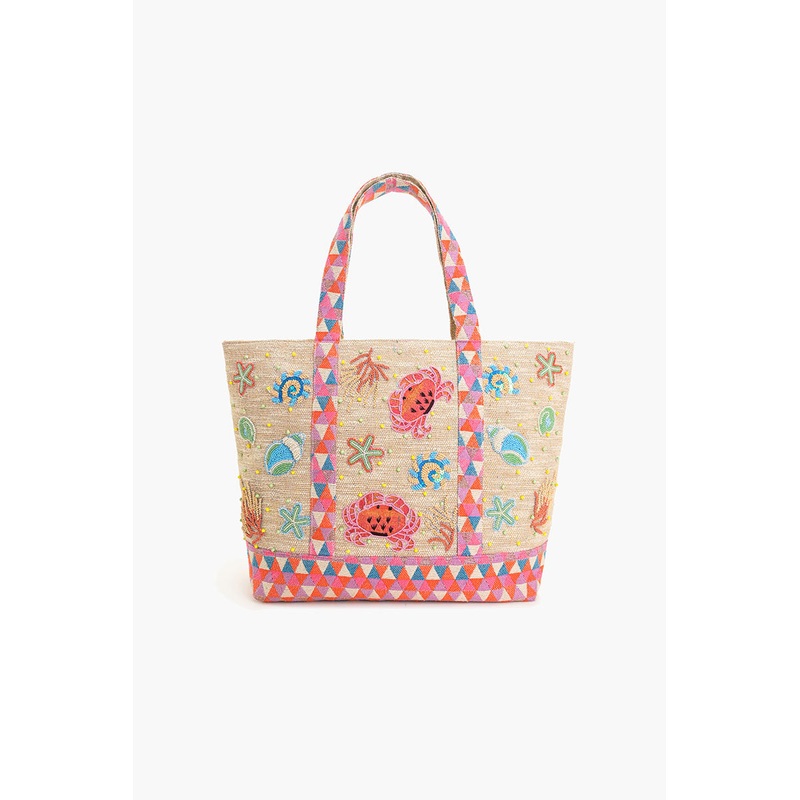 Crab Shell Embellished Boat Tote