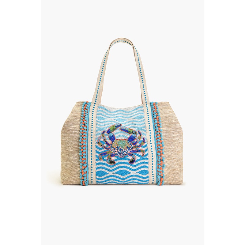 Crabby Waves Beaded Tote