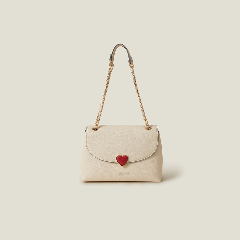 Cream Heart Shoulder Bag