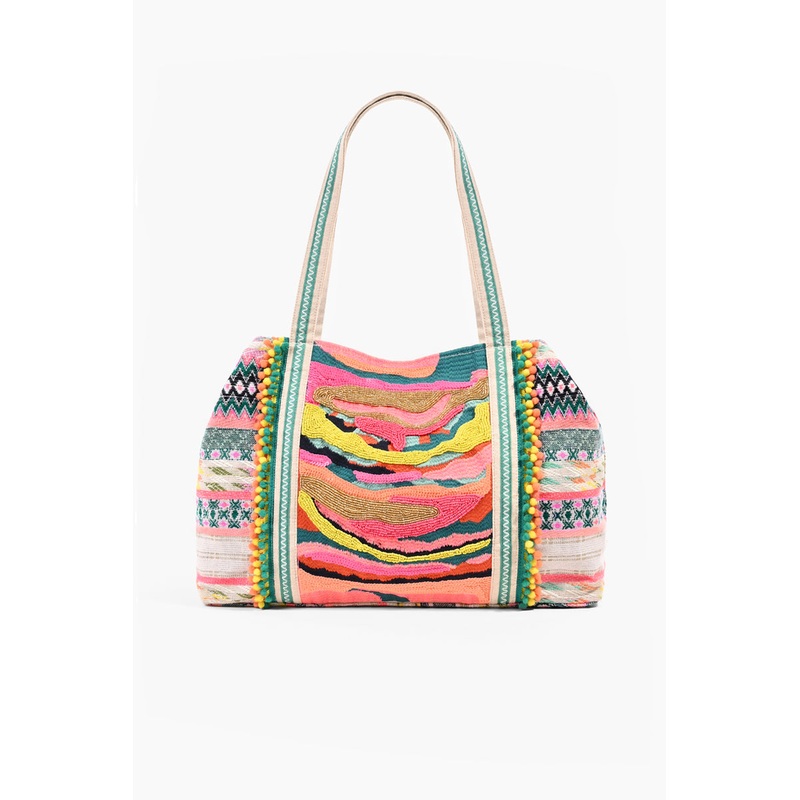 Daphne Embellished Multi-colored Hand Beaded Tote