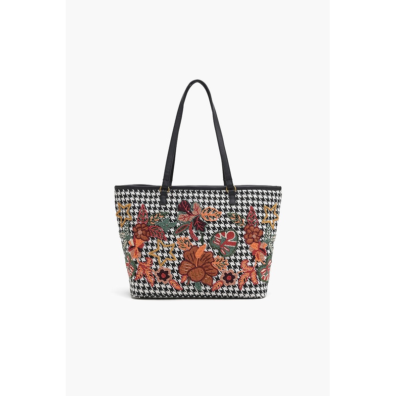 Glamorous Embellished Shopper Bag-Houndstooth