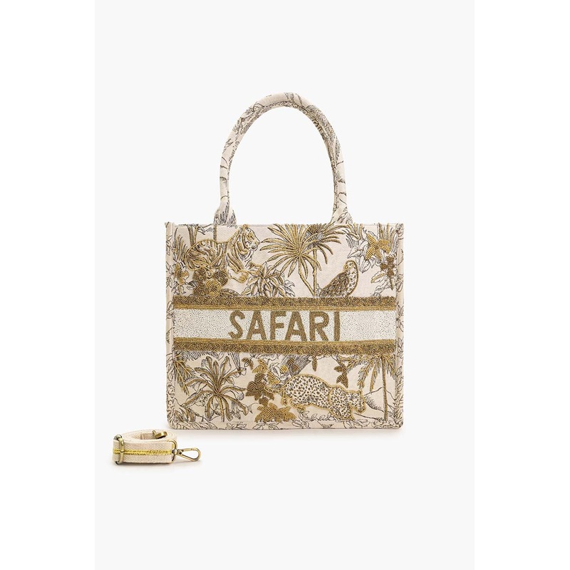 Gold African Safari Embellished Tote