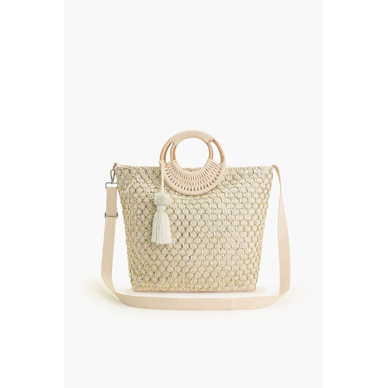 Honeycomb Natural Lurex Tote