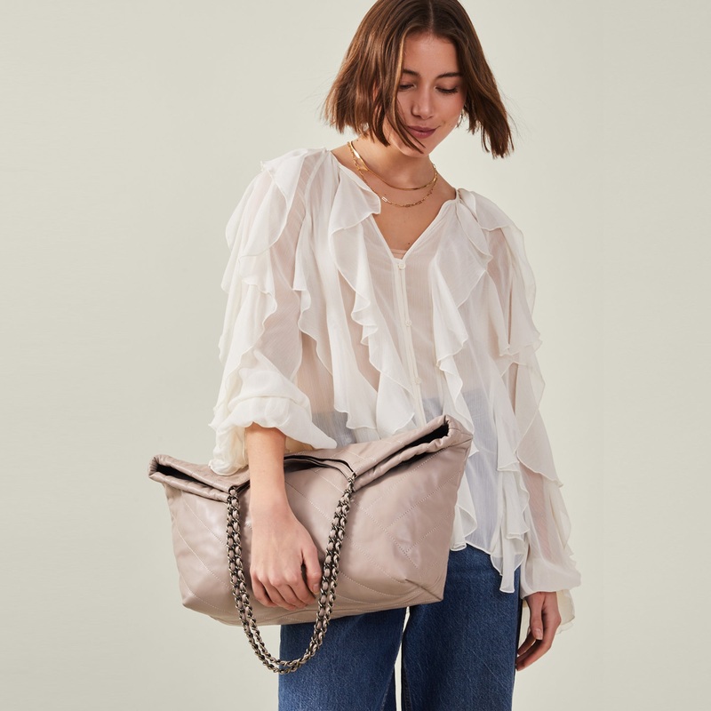 Mink Chain Strap Faux Leather Shoulder Bag
