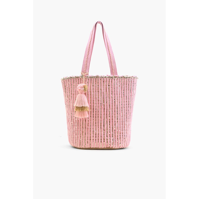 Natural Beauty Upcyled Hand Woven Pink Tote