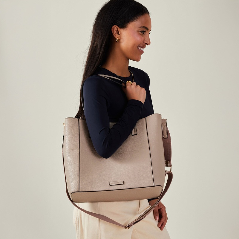 Nude Faux Leather Shoulder Bag