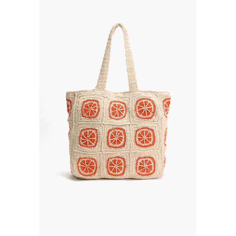 Orange Crochet Beach Tote