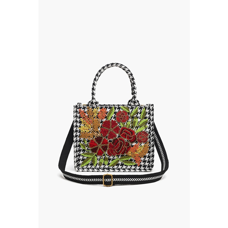 Petite Tote with Embellished Crossbody Strap-Midnight Tweed
