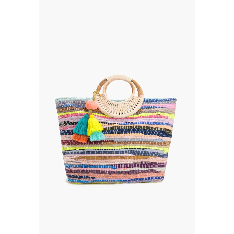Rainbow Handwoven Tote With Tassel